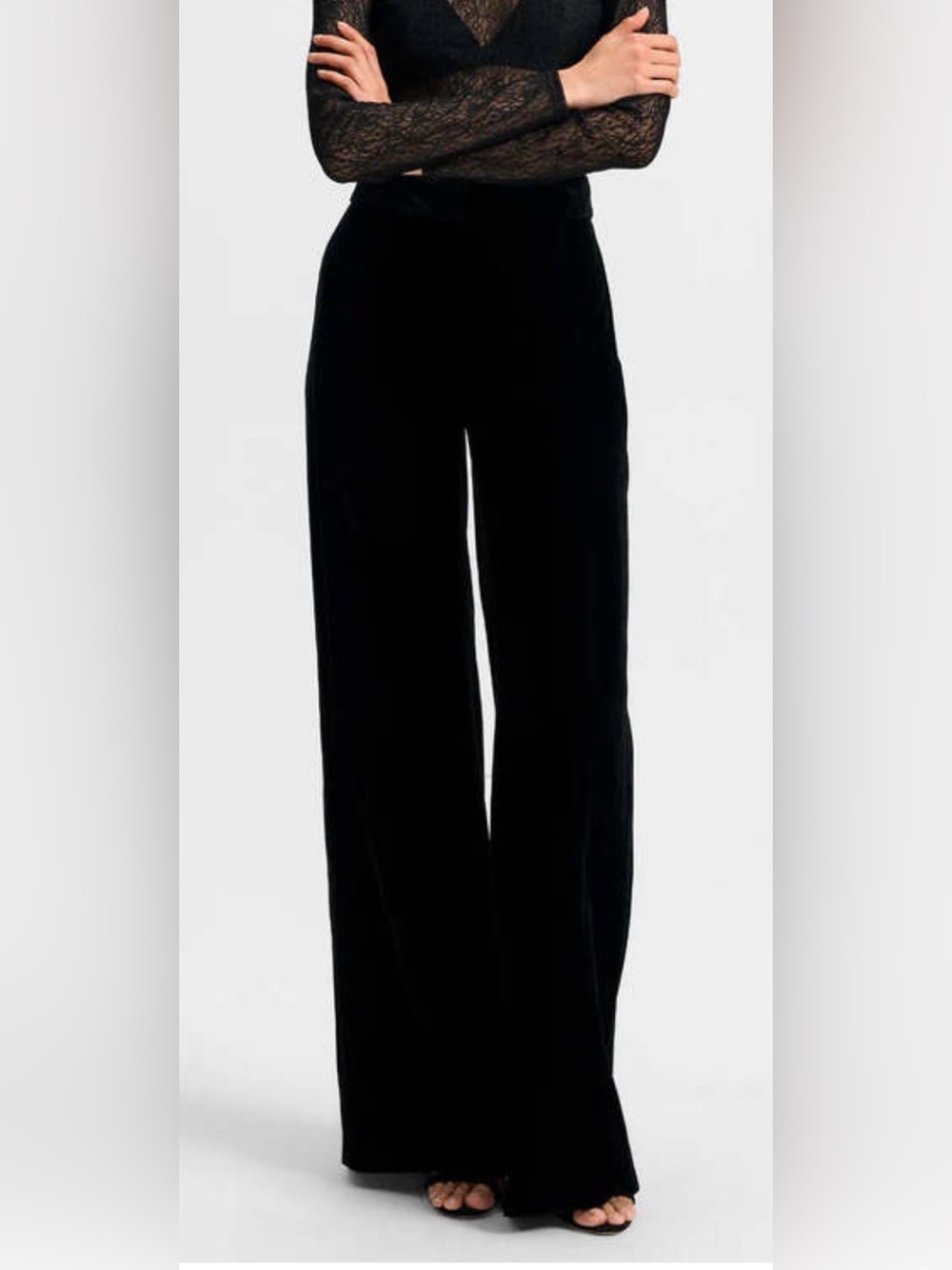 Veronica Beard Wide-Leg Velvet Pants - Black Alex pant